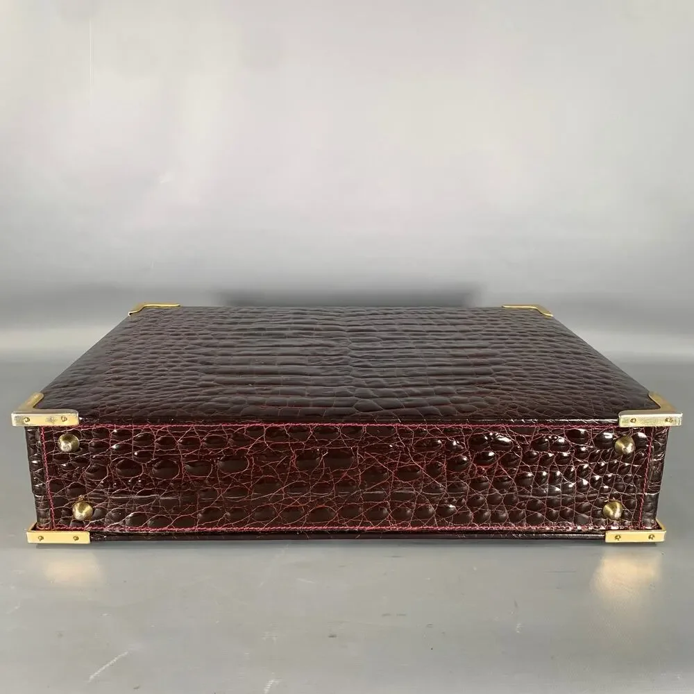 BELLESCO Brown Alligator Leather Briefcase Bags